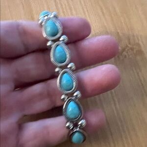 Turquoise and Silver Teardrop Bracelet